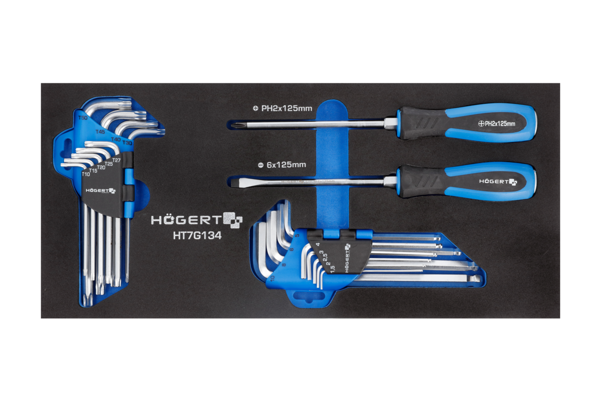 HOEGERT Набор отверток, ключи HEX и TORX 20 шт., ложемент EVA