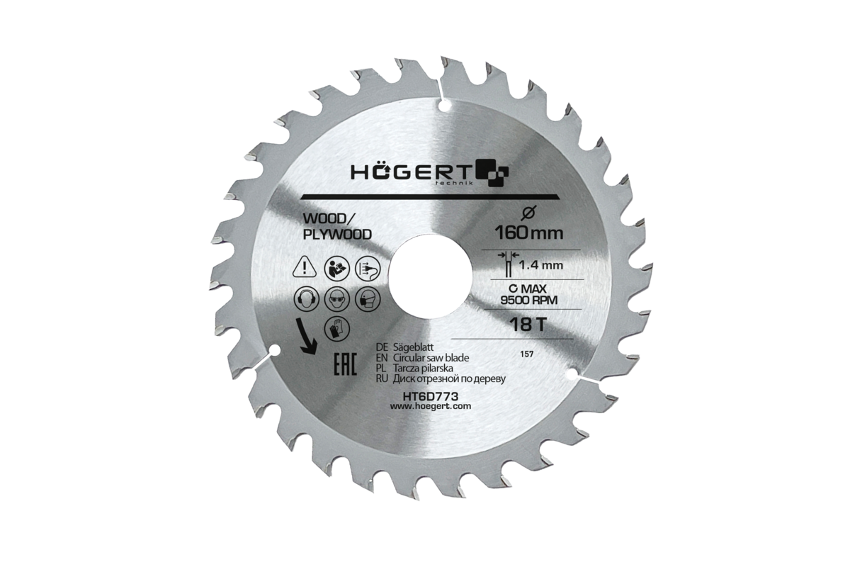 HOEGERT Диск пильный по дереву 160x18Tx30, Mn65