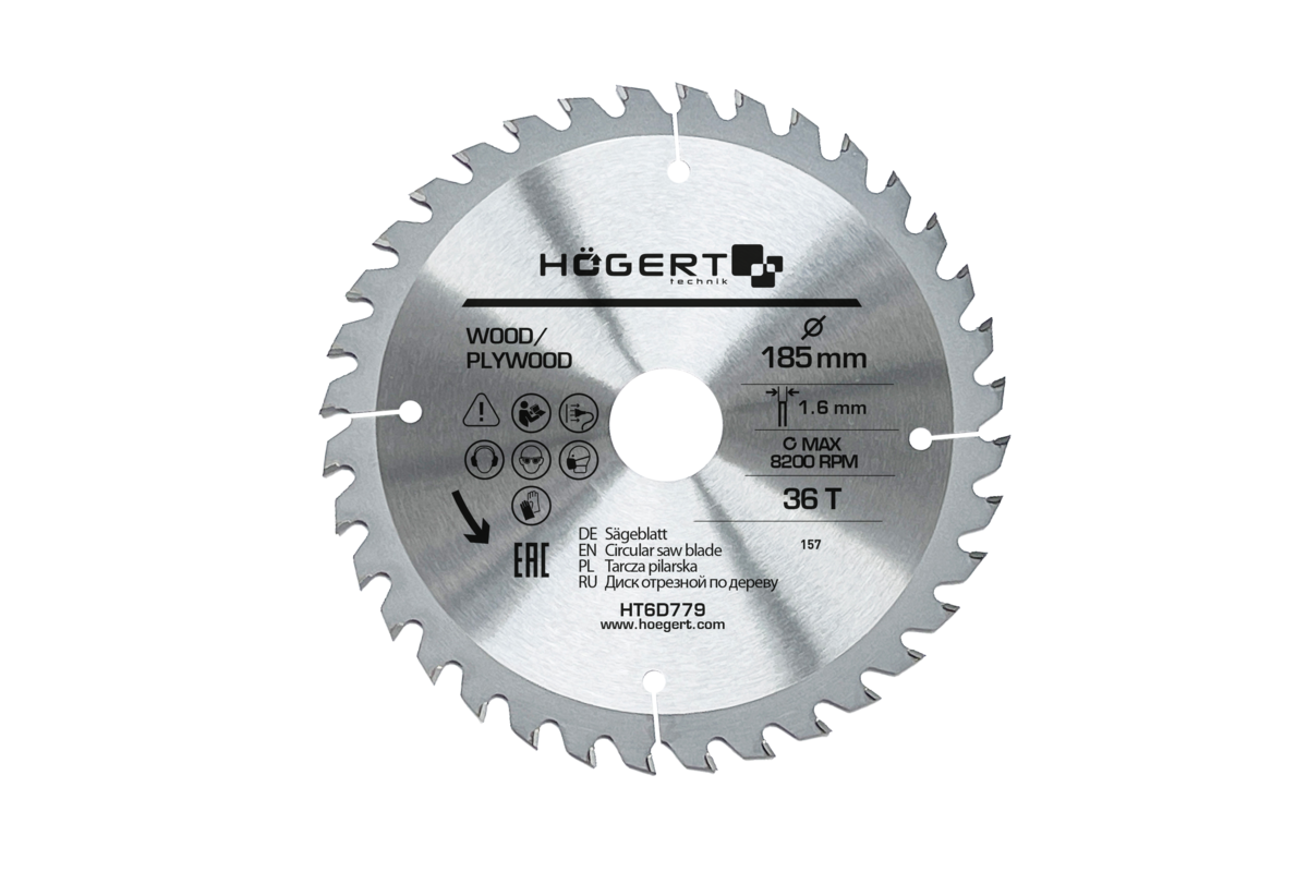 HOEGERT Диск пильный по дереву 165x18Tx30, Mn65